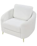 Miniatyrbilde 8 av 11: Lenestol Hvit Boucle Gull Metallben Klubbstol Retro Stue