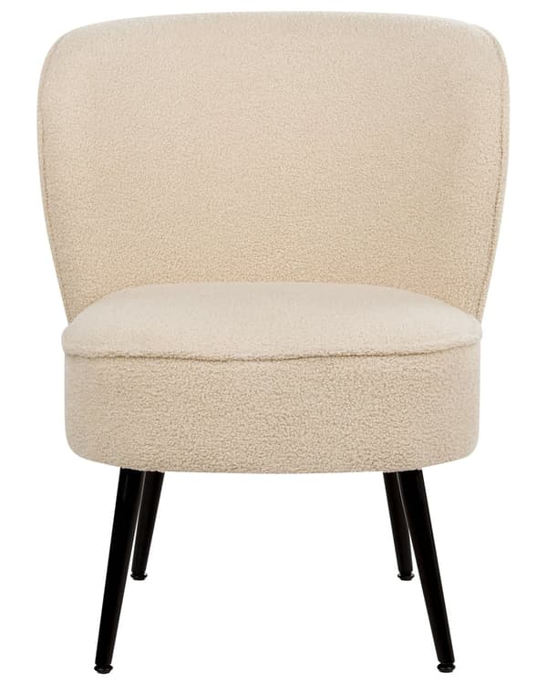 Lenestol Lysbeige Boucle-stoff Armless Accent Stol Armløs Metallben Moderne Design Stue Soverom