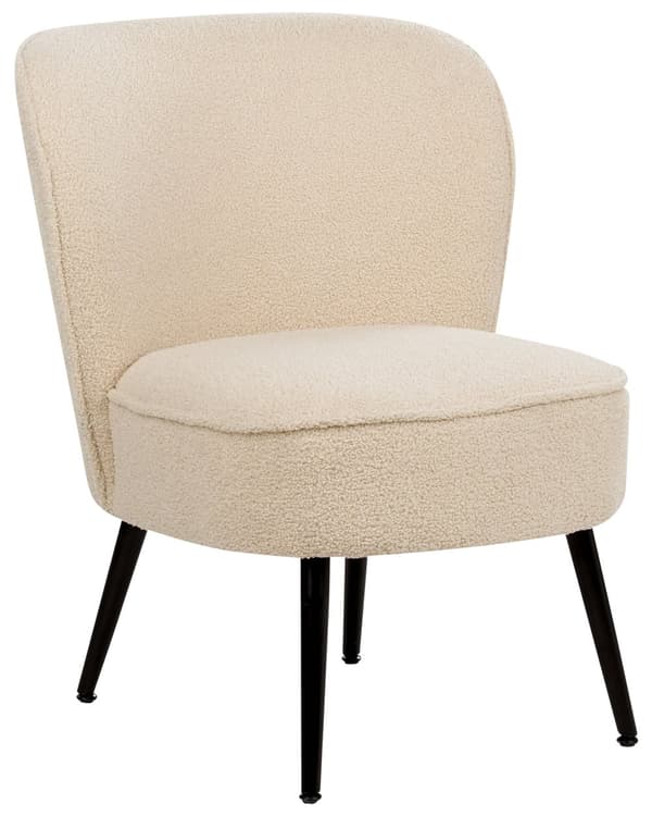 Lenestol Lysbeige Boucle-stoff Armless Accent Stol Armløs Metallben Moderne Design Stue Soverom