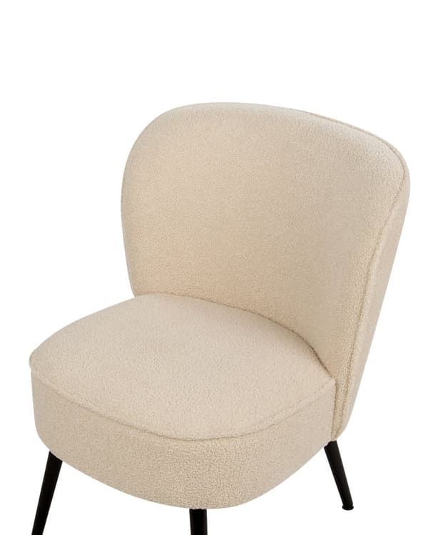 Lenestol Lysbeige Boucle-stoff Armless Accent Stol Armløs Metallben Moderne Design Stue Soverom