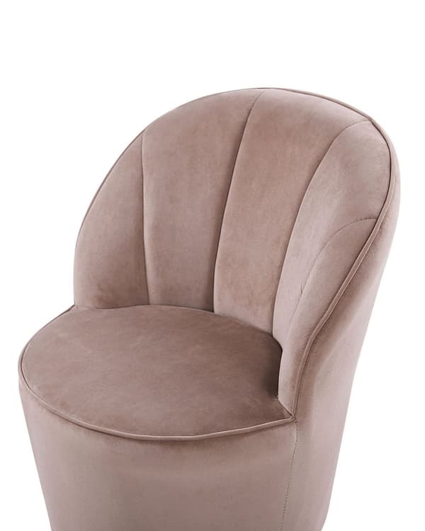 Lenestol Lys beige Gull Velour Metall 72 x 61 cm Rund form Aksentstol Glamourøs Retro Stue
