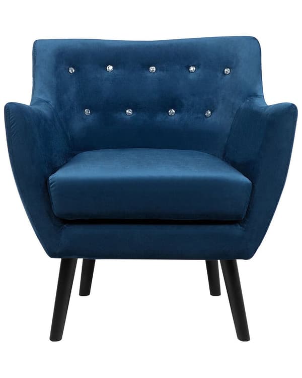 Nojatuoli laivastonsininen 71 x 84 x 54 cm sametti kumipuu timanttikoriste vaahtomuovi
