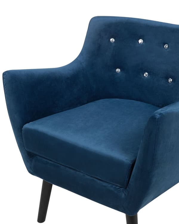 Nojatuoli laivastonsininen 71 x 84 x 54 cm sametti kumipuu timanttikoriste vaahtomuovi