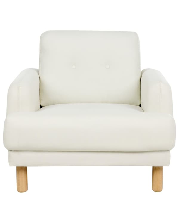 Lenestol Off-White Polyester Stoff Treben Retro Minimalistisk Stuemøbler