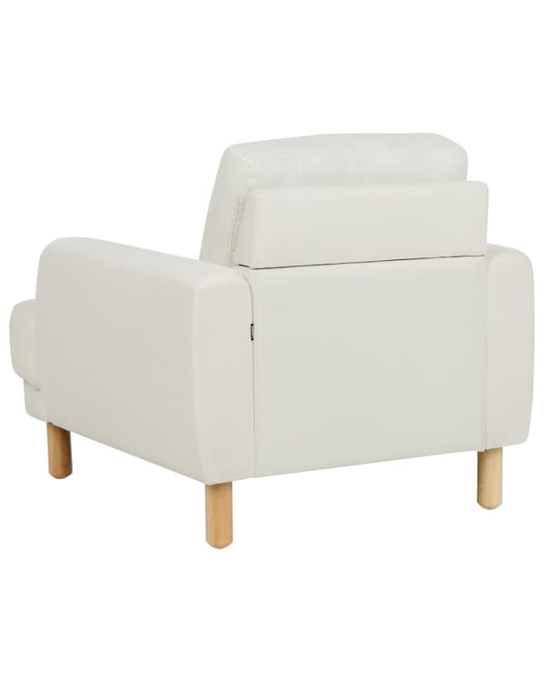 Lenestol Off-White Polyester Stoff Treben Retro Minimalistisk Stuemøbler