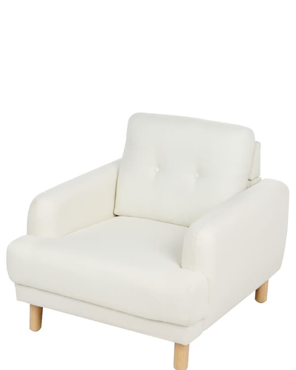 Lenestol Off-White Polyester Stoff Treben Retro Minimalistisk Stuemøbler