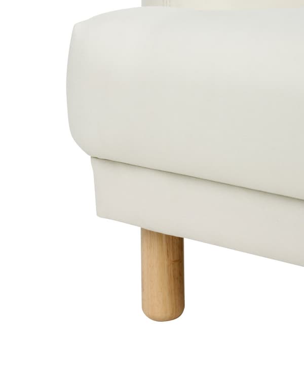 Lenestol Off-White Polyester Stoff Treben Retro Minimalistisk Stuemøbler
