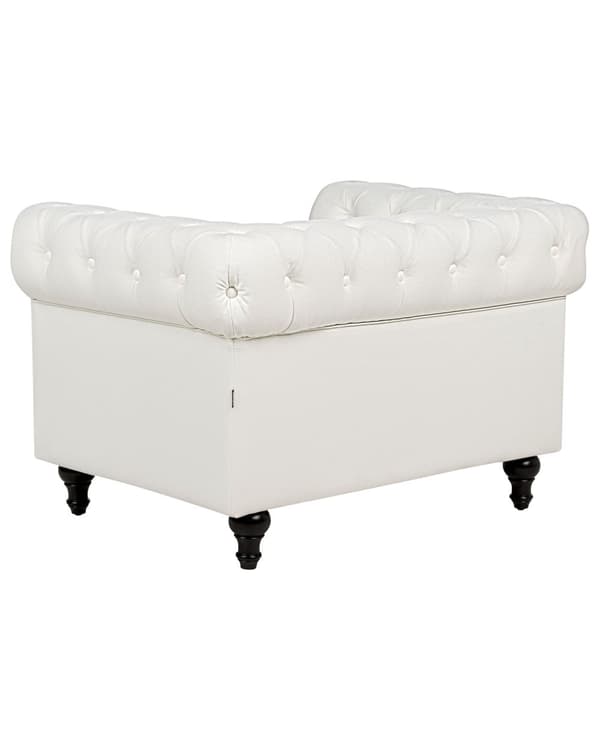Chesterfield Lenestol Off-white Stoff Polstring Mørkt Tre Ben