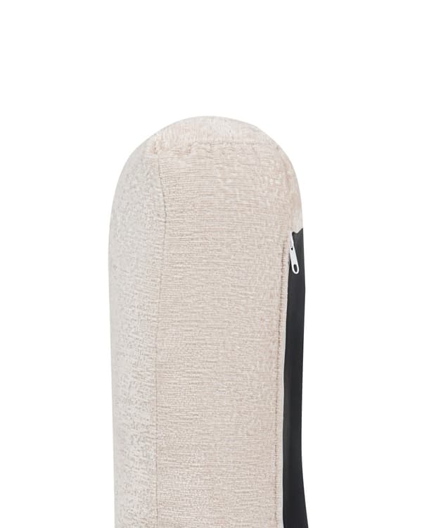 Nojatuoli beige bukleekangas verhoiltu puujalat nappikoristeltu olohuoneen retro minimalistinen tyyli