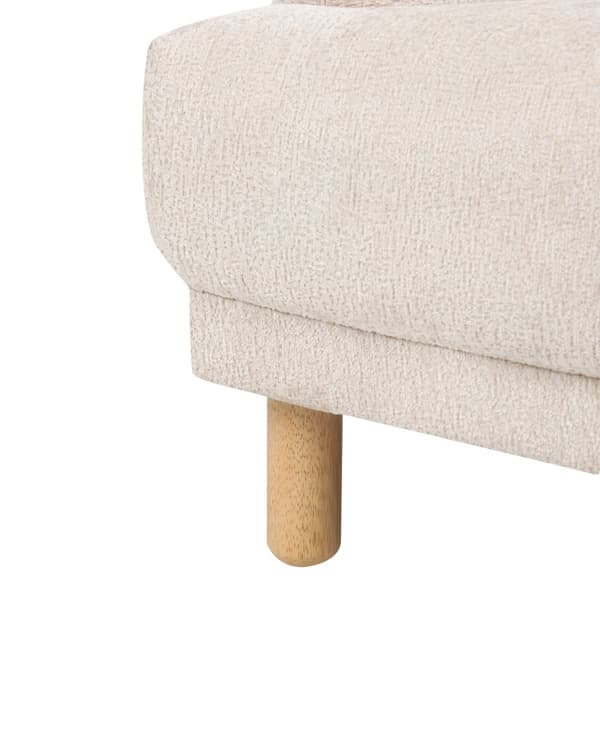 Nojatuoli beige bukleekangas verhoiltu puujalat nappikoristeltu olohuoneen retro minimalistinen tyyli