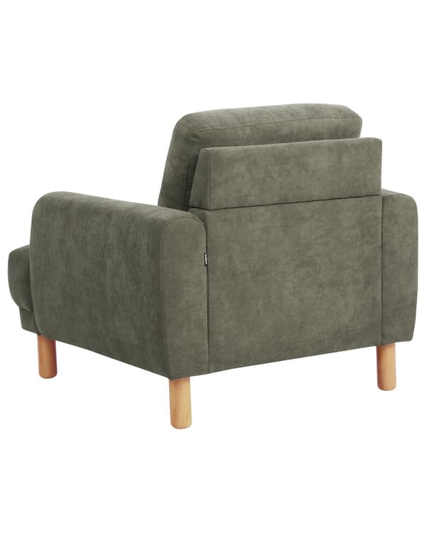 Nojatuoli tummanvihreä vakosametti verhoiltu puujalat nappikoristeltu olohuoneen retro minimalistinen tyyli