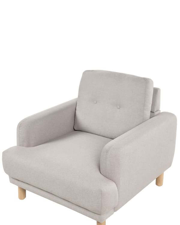 Lenestol Taupe Polyester Stoff Treben Retro Minimalistisk Stuemøbler