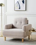 Miniatyrbilde 2 av 10: Lenestol Taupe Polyester Stoff Treben Retro Minimalistisk Stuemøbler
