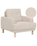 Miniatyrbilde 1 av 10: Lenestol Beige Kordfløyel Treben Retro Minimalistisk Stuemøbler