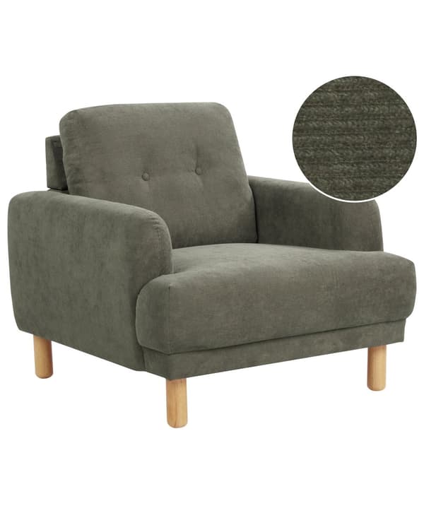 Fåtölj Mörkgrön Manchesterklädsel Träben Retro Minimalistiska Vardagsrumsmöbler