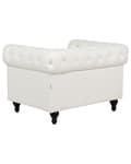 Miniatyrbild 5 av 10: Fåtölj Chesterfield Off-White Tuftad Klädsel i Polyestertyg Ben i Mörkt Trä Modern Design Vardagsrum