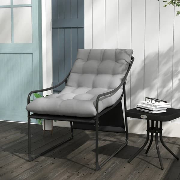 Rootz Fåtölj - Trädgårdsstol - Tjock sits - Trädgårdssoffa - PP Bomull - Stål-polyester - Grå - 62L x 110W x 88H cm