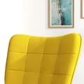 Miniatyrbillede 4 af 6: Rootz gyngestol med osmannisk - Scandi Design -brocking stol med fodskammel - Bøgetræ - Quiltning - Imiteret linned - Gul - 64 cm x 89 cm x 90 cm