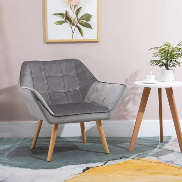 Rootz afslapningsstol - Skandi Design - Læsestol - Accentstol - Polstret stol - Quiltning - Grå - 64 cm x 62 cm x 72,5 cm