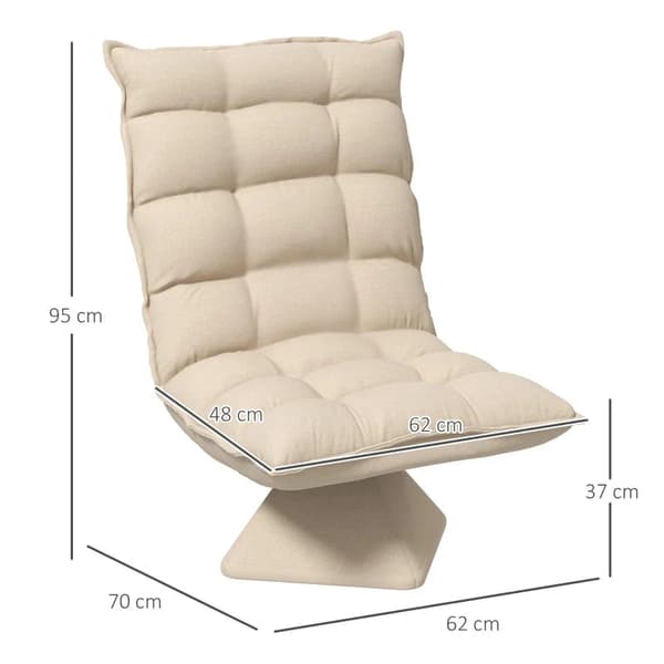 Rootz lepotuoli - Lukutuoli - Kääntyvä - Istuintyyny - Lattiasohva - Pellava look - Beige - 62 cm x 70 cm x 95 cm