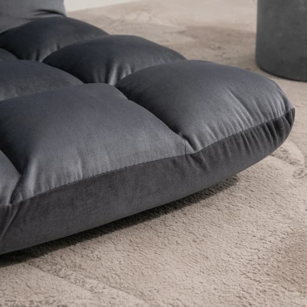 Rootz Fåtölj - Gästmadrass - Golvstol - Justerbart ryggstöd - Velourlook - Sittdyna - Grå - 55 cm x 71 cm x 53,5 cm