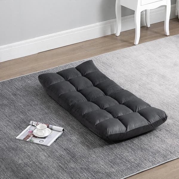 Rootz Fåtölj - Gästmadrass - Golvstol - Justerbart ryggstöd - Velourlook - Sittdyna - Grå - 55 cm x 71 cm x 53,5 cm