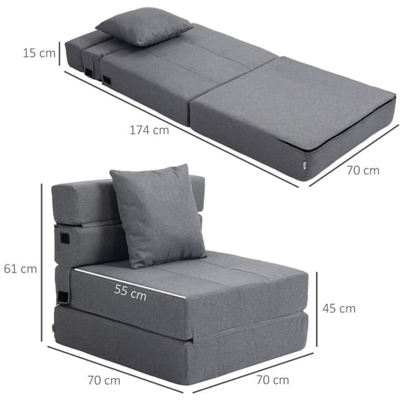 Rootz-makuutuoli - Rentoutumistuoli - Vierassänky - Irrotettava päällinen - polycotton - Tummanharmaa - 70cm x 70cm x 61cm