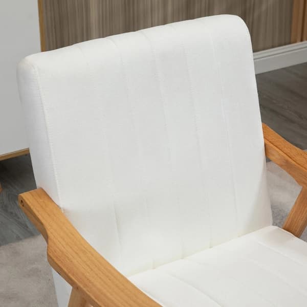 Rootz-pehmustettu nojatuoli - Scandi Designissa - Velvet Look - Massiivipuurunko - Kumipuu - Luonnollinen + Kermanvärinen - 68 x 74 x 82cm