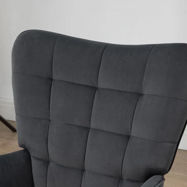 Rootz avkopplingsstol med pall - Fåtölj med ottoman - Fåtölj med fotpall - Accentstol - Set i 2 delar - Flerskiktsbräda - Grå - 73L x 77,5W x 98H cm
