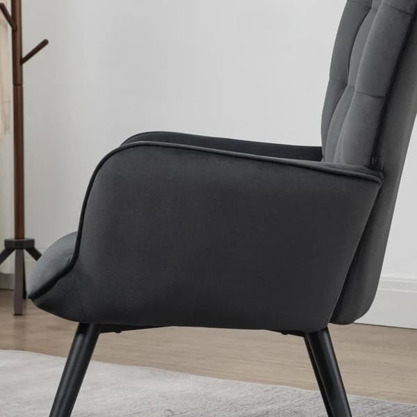 Rootz avkopplingsstol med pall - Fåtölj med ottoman - Fåtölj med fotpall - Accentstol - Set i 2 delar - Flerskiktsbräda - Grå - 73L x 77,5W x 98H cm