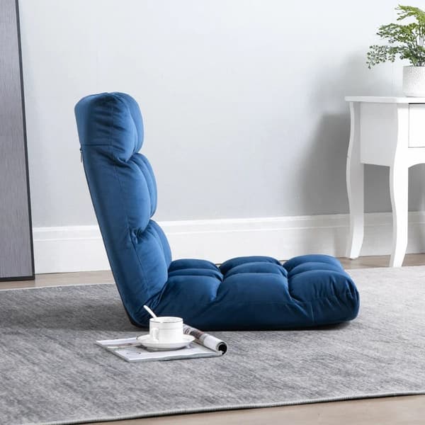 Rootz-nojatuoli - Vieraspatja - Lattiatuoli - Säädettävä selkänoja - Istuimet ja penkit - Velour Look - Sininen - 55 cm x 71 cm x 53,5 cm