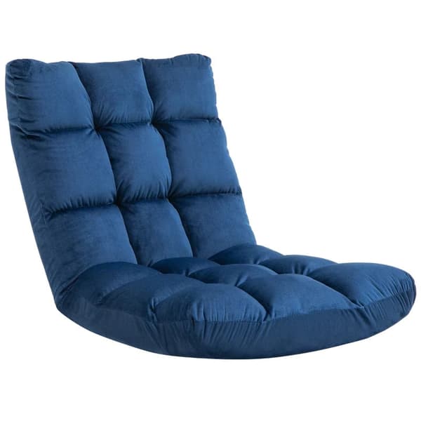 Rootz-nojatuoli - Vieraspatja - Lattiatuoli - Säädettävä selkänoja - Istuimet ja penkit - Velour Look - Sininen - 55 cm x 71 cm x 53,5 cm