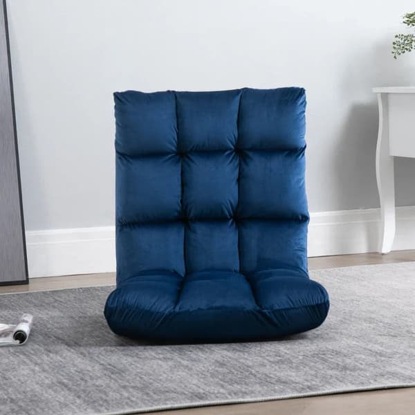 Rootz-nojatuoli - Vieraspatja - Lattiatuoli - Säädettävä selkänoja - Istuimet ja penkit - Velour Look - Sininen - 55 cm x 71 cm x 53,5 cm