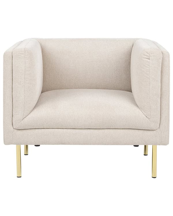 Lenestol Beige Stoff Gull Krom Jernben med Armlener Moderne Minimalistisk Stue