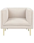 Miniatyrbilde 4 av 8: Lenestol Beige Stoff Gull Krom Jernben med Armlener Moderne Minimalistisk Stue