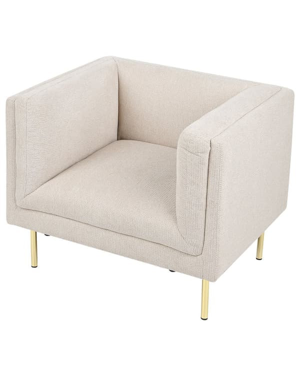 Lenestol Beige Stoff Gull Krom Jernben med Armlener Moderne Minimalistisk Stue