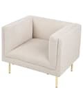 Miniatyrbilde 6 av 8: Lenestol Beige Stoff Gull Krom Jernben med Armlener Moderne Minimalistisk Stue