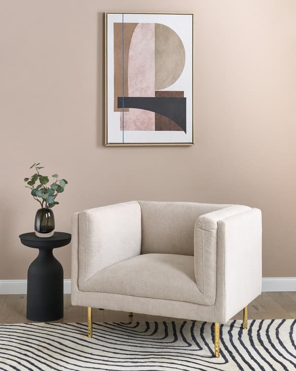 Lenestol Beige Stoff Gull Krom Jernben med Armlener Moderne Minimalistisk Stue