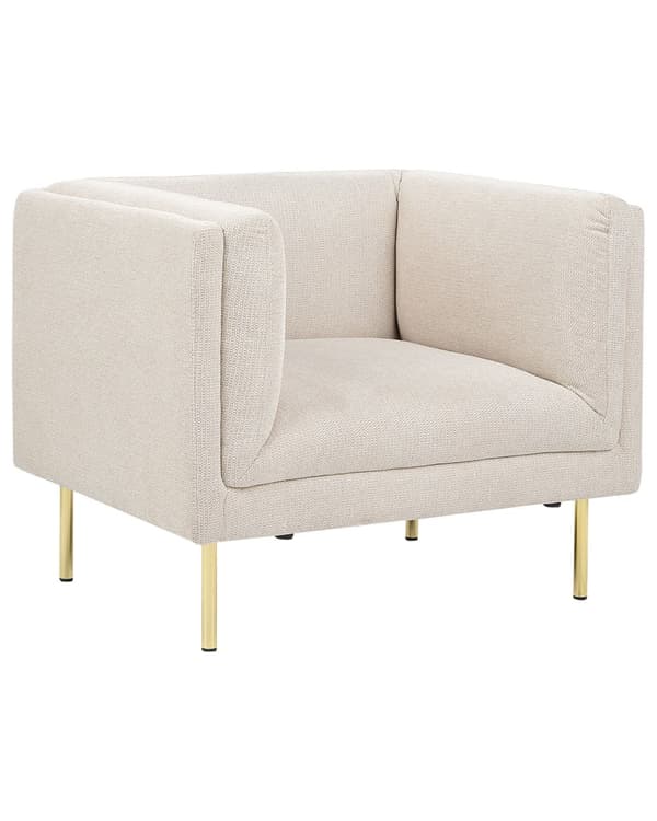Lenestol Beige Stoff Gull Krom Jernben med Armlener Moderne Minimalistisk Stue