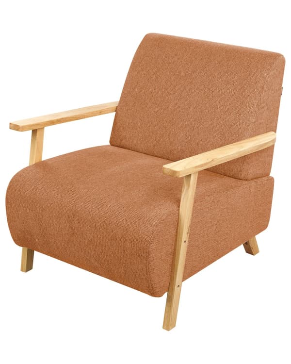 Lenestol Oransje Stoff Treben med Armlener Moderne Minimalistisk Stue