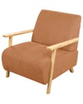 Miniatyrbilde 6 av 8: Lenestol Oransje Stoff Treben med Armlener Moderne Minimalistisk Stue