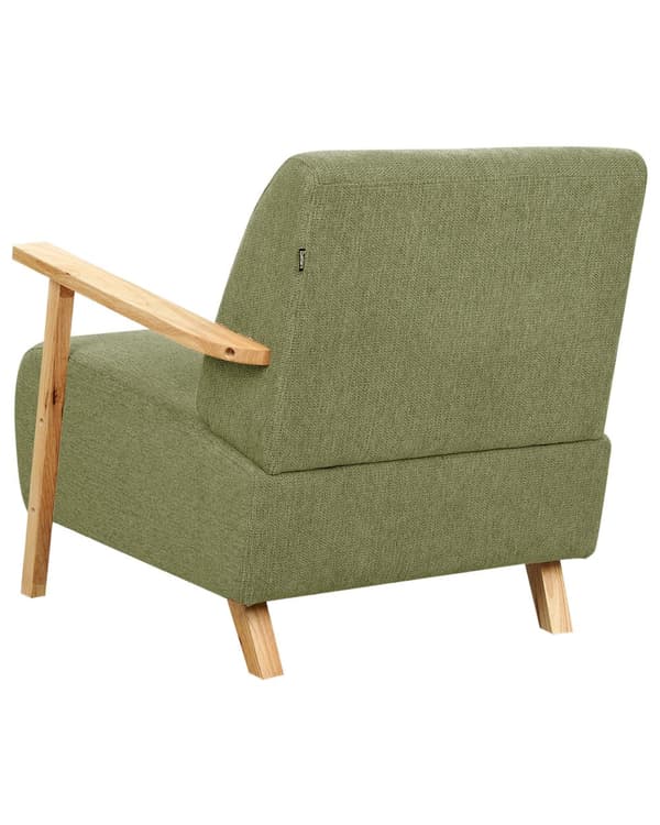 Nojatuoli vihreä kangas verhoiltu puujalat kalteva olohuoneen minimalistinen retro