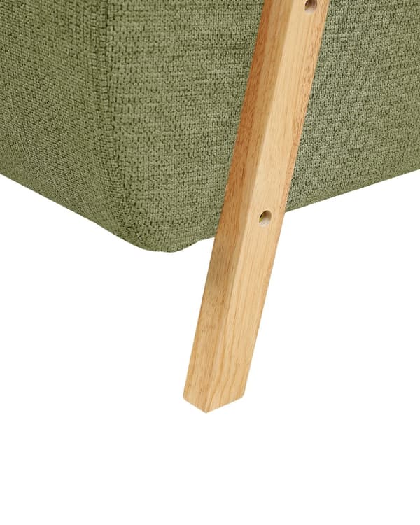 Nojatuoli vihreä kangas verhoiltu puujalat kalteva olohuoneen minimalistinen retro