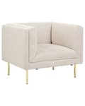 Miniatyrbillede 1 af 8: Lænestol Beige Polyester Stuestol med Armlæn til Stuen Bred Hvilestol Polstret Design Møbel Stol