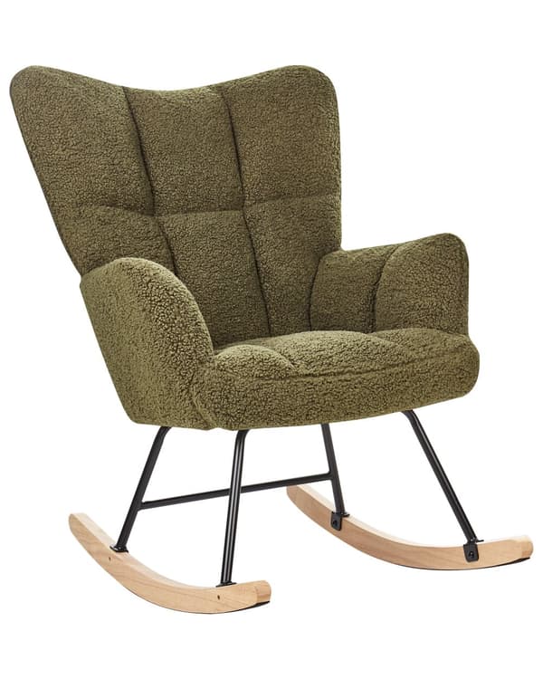 Gyngestol Mørkegrønn Bouclé Tre Moderne design Soverom Stue Lenestol Innredning