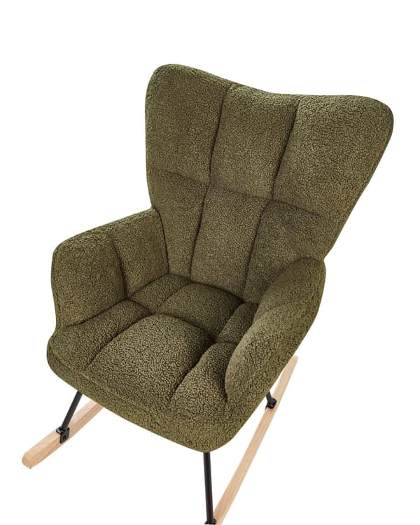 Gyngestol Mørkegrønn Bouclé Tre Moderne design Soverom Stue Lenestol Innredning