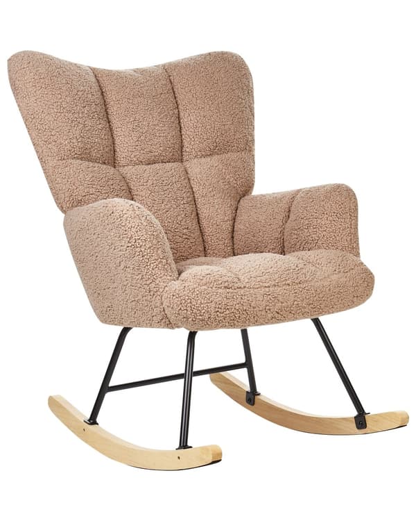 Gyngestol Sand Beige Bouclé Tre Moderne design Soverom Stue Lenestol Innredning