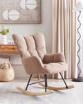 Miniatyrbilde 2 av 9: Gyngestol Sand Beige Bouclé Tre Moderne design Soverom Stue Lenestol Innredning
