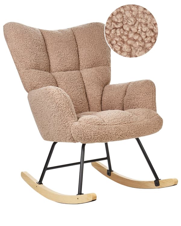Gyngestol Sand Beige Bouclé Tre Moderne design Soverom Stue Lenestol Innredning