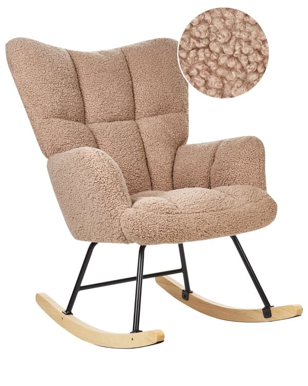 Gyngestol Sand Beige Bouclé Tre Moderne design Soverom Stue Lenestol Innredning